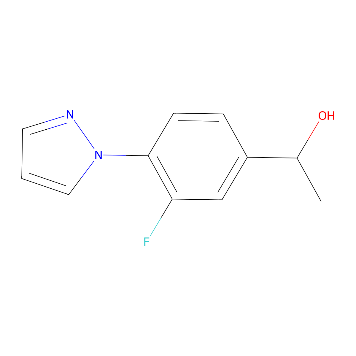 (1R)-1-[3-fluoro-4-(1H-pyrazol-1-yl)phenyl]ethan-1-ol molecular structure, CAS 1344958-52-6