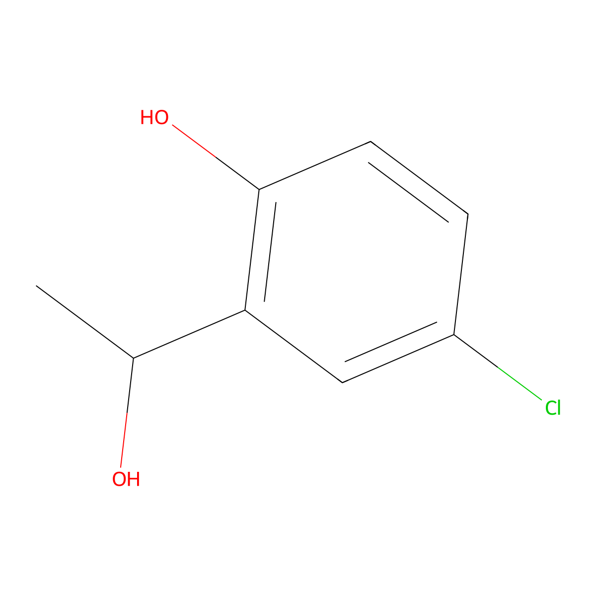 4-chloro-2-[(1R)-1-hydroxyethyl]phenol molecular structure, CAS 1344958-56-0