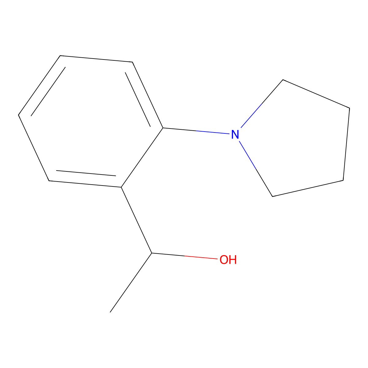 (R)-1-(2-(Pyrrolidin-1-yl)phenyl)ethan-1-ol molecular structure, CAS 1344958-82-2