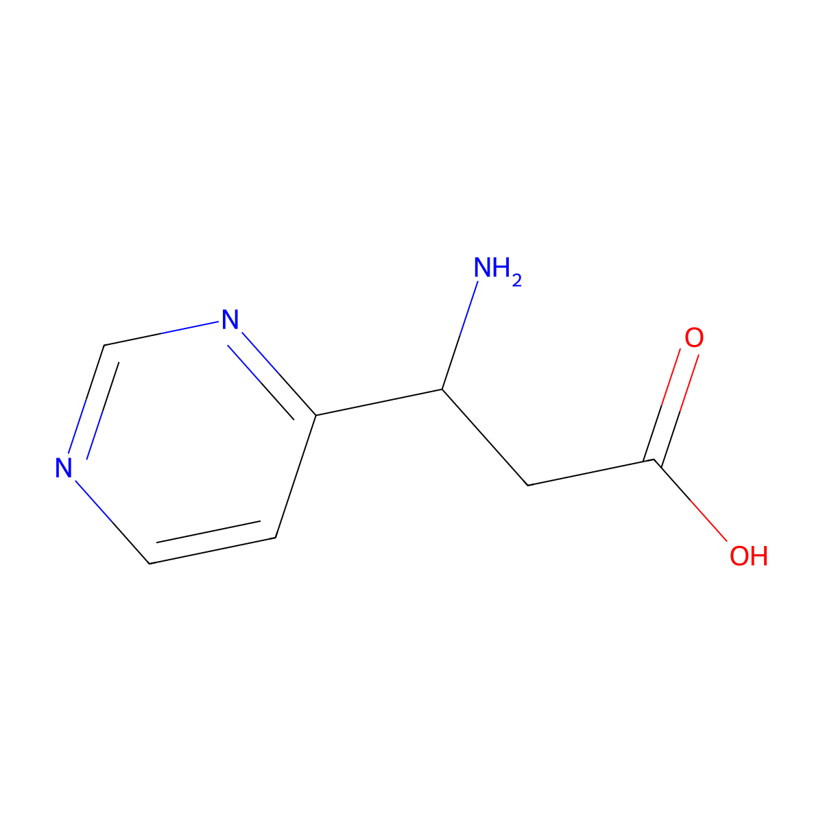 (3S)-3-amino-3-(pyrimidin-4-yl)propanoic acid molecular structure, CAS 1344958-95-7