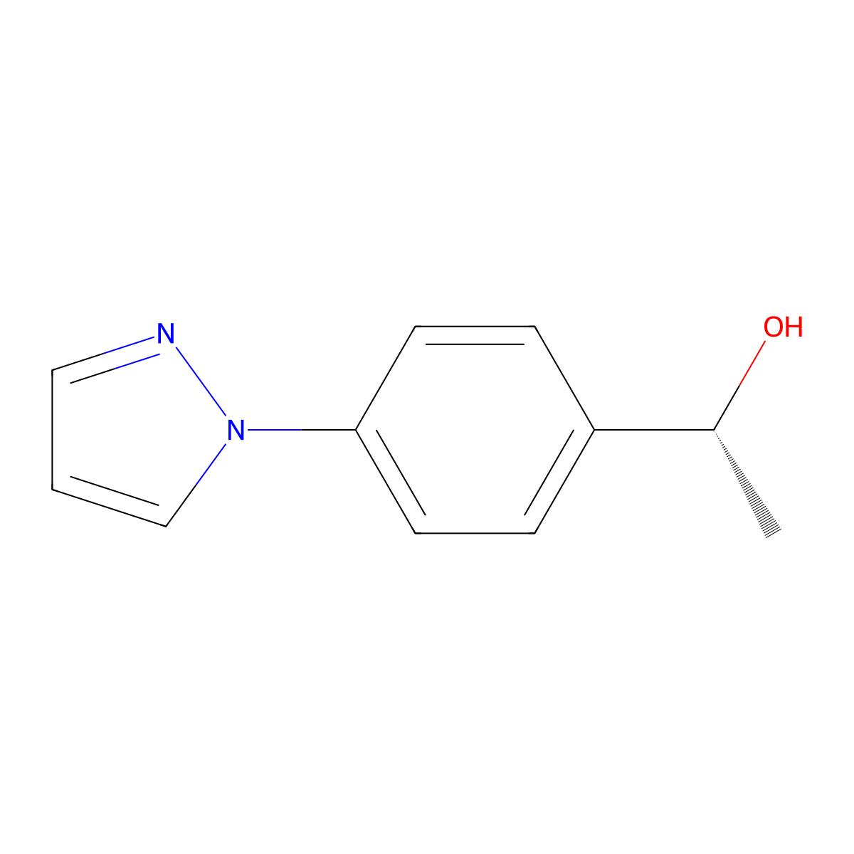 (R)-1-(4-(1h-Pyrazol-1-yl)phenyl)ethan-1-ol molecular structure, CAS 1344959-81-4