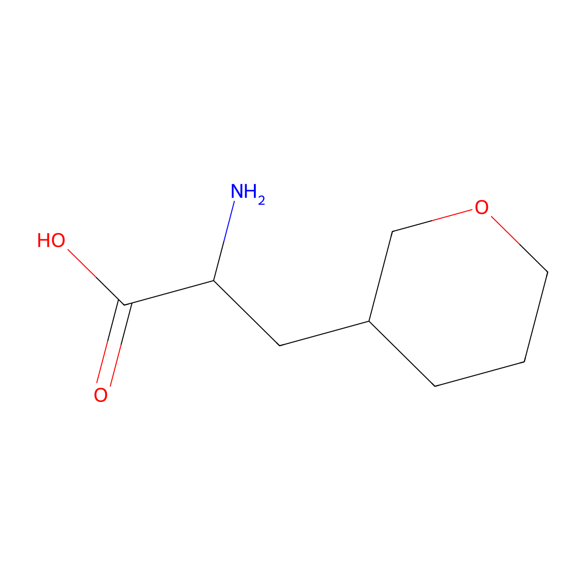 (2R)-2-amino-3-(oxan-3-yl)propanoic acid molecular structure, CAS 1344972-67-3