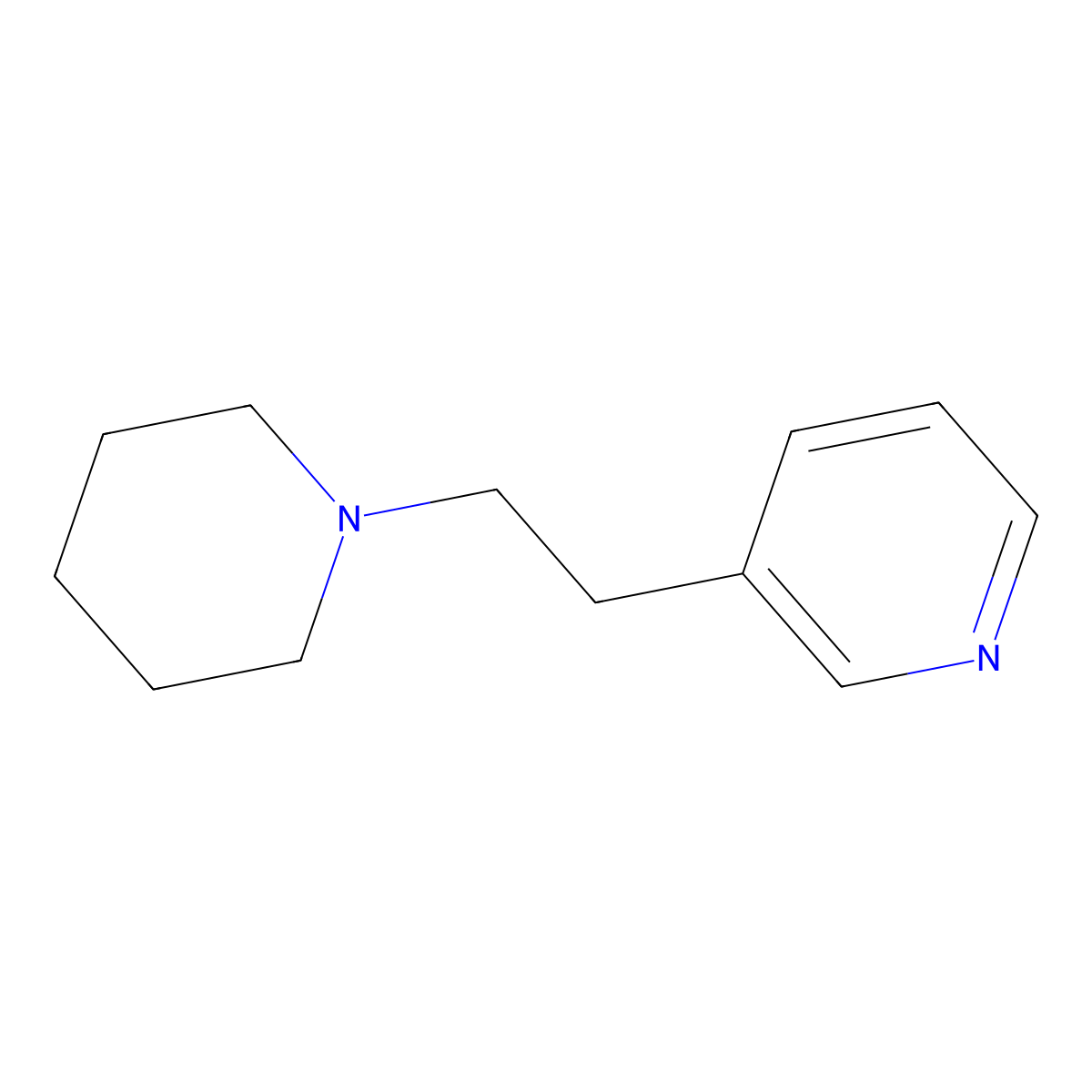 Piperidine, 1-(2-(3-pyridyl)ethyl)- molecular structure, CAS 13450-66-3