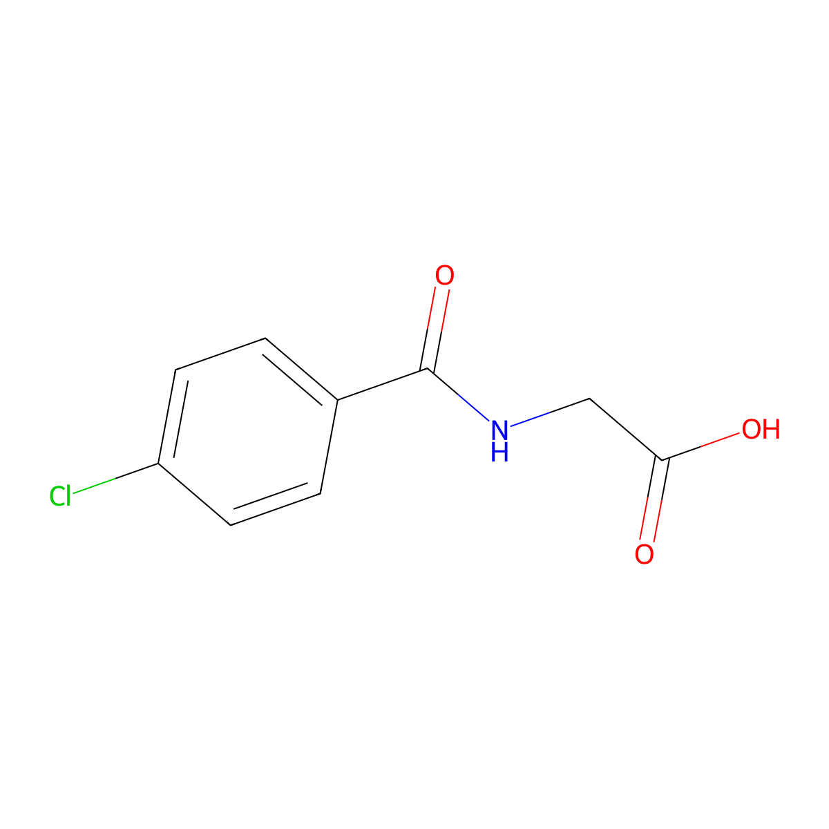 N-(4-Chlorobenzoyl)glycine molecular structure, CAS 13450-77-6