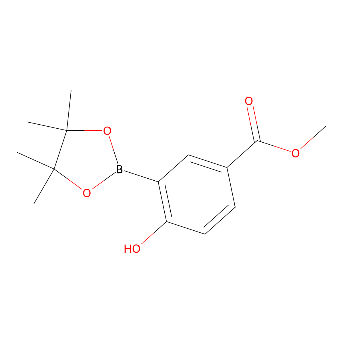 Methyl 4-hydroxy-3-(4,4,5,5-tetramethyl-1,3,2-dioxaborolan-2-YL)benzoate molecular structure, CAS 1345014-21-2