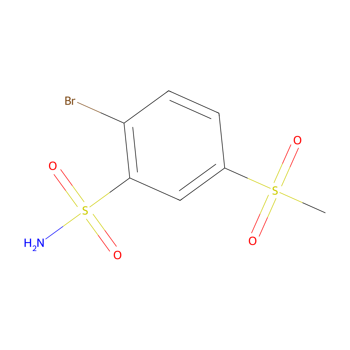 2-Bromo-5-(methylsulfonyl)benzenesulfonamide molecular structure, CAS 1345021-19-3