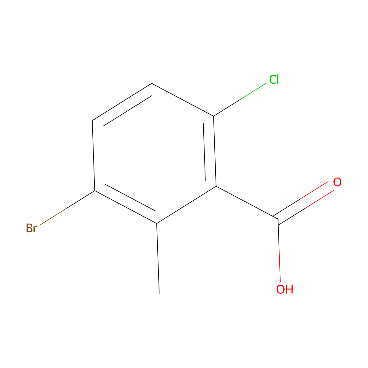 3-Bromo-6-chloro-2-methylbenzoic acid molecular structure, CAS 1345025-12-8