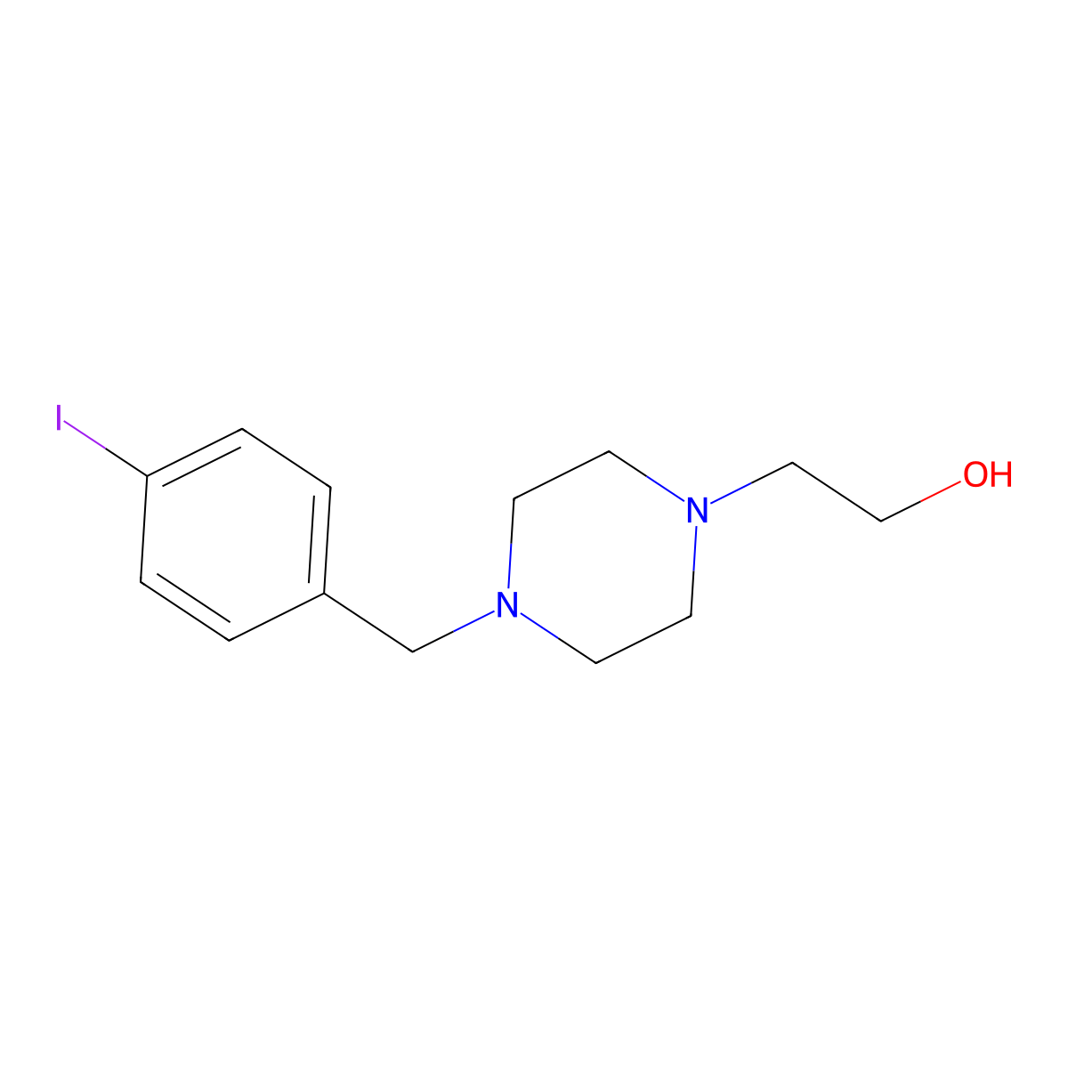2-(4-(4-Iodobenzyl)piperazin-1-yl)ethan-1-ol molecular structure, CAS 1345098-44-3