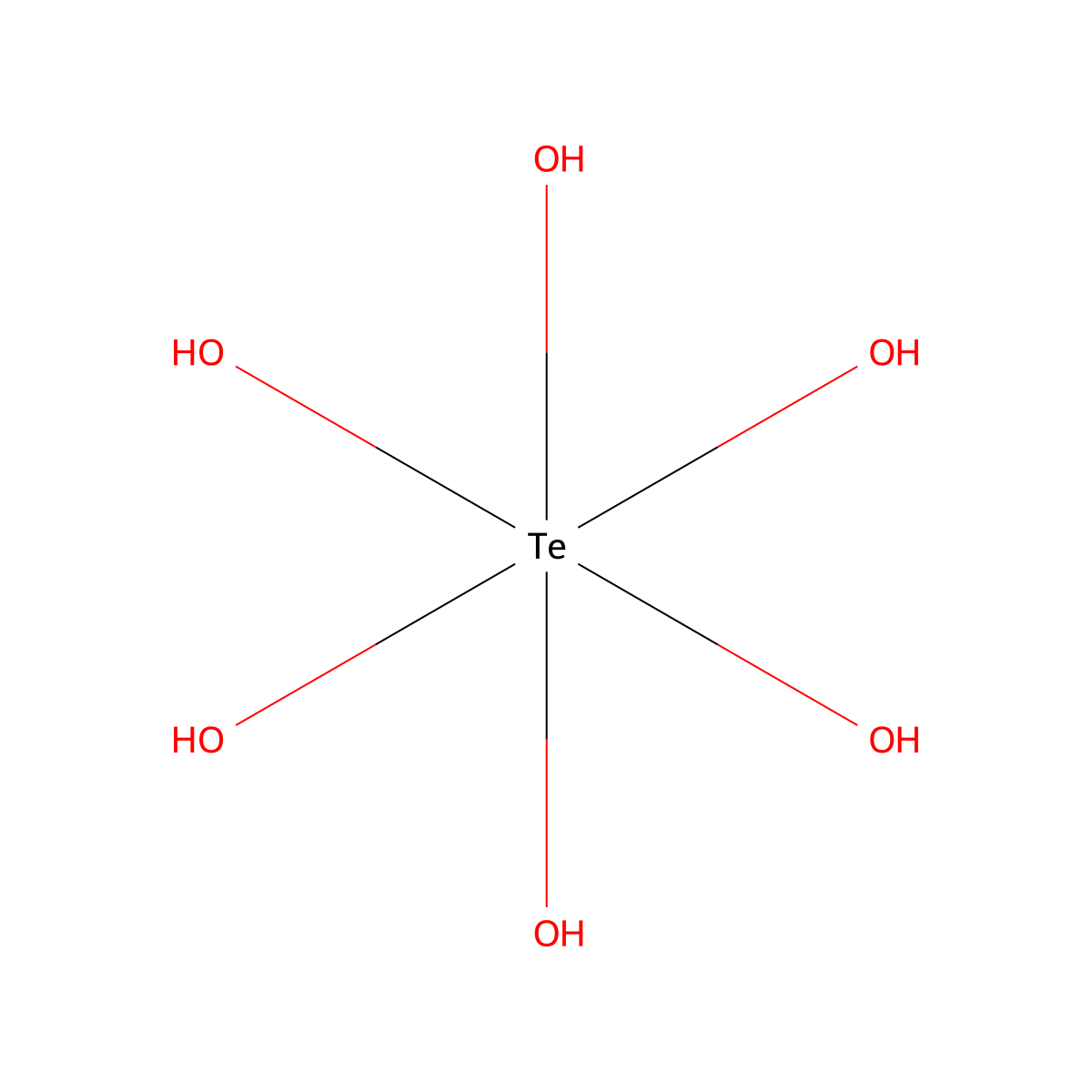 Telluric acid (H6TeO6) molecular structure, CAS 13451-14-4