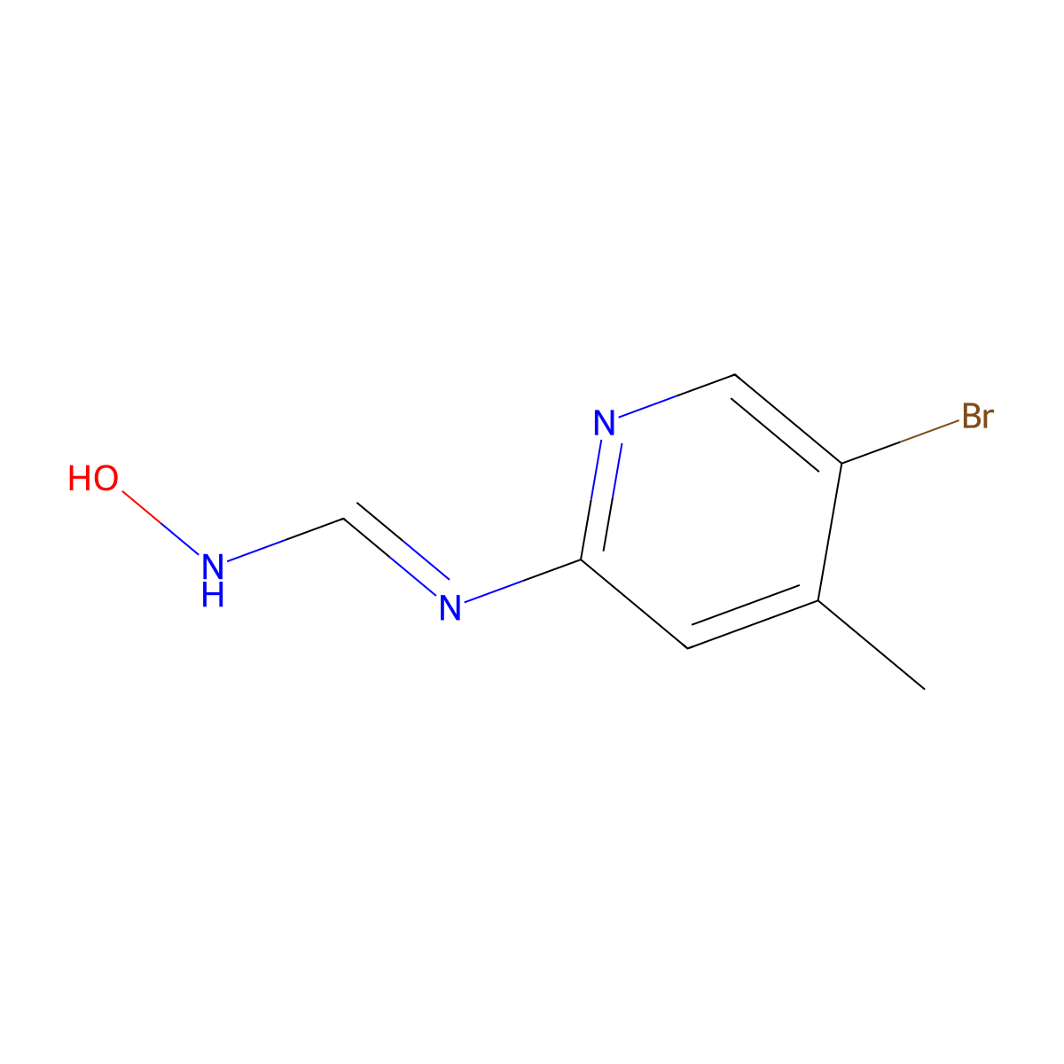 (E)-N-(5-bromo-4-methylpyridin-2-yl)-N'-hydroxyformimidamide molecular structure, CAS 1345118-34-4