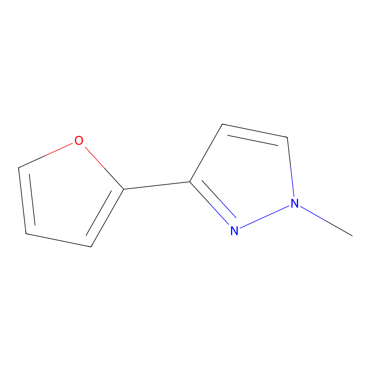 3-(2-Furanyl)-1-methyl-1H-pyrazole molecular structure, CAS 1345118-87-7