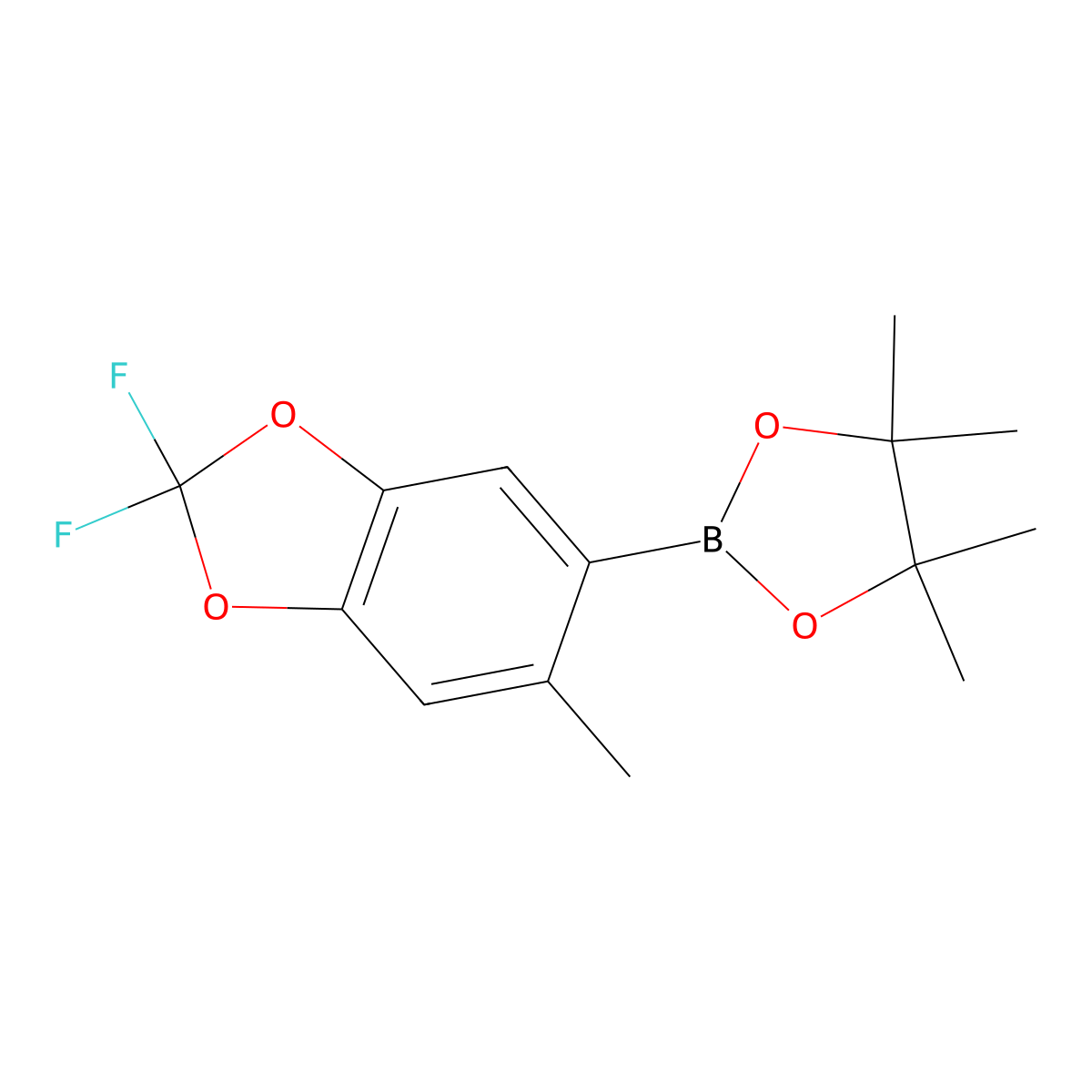 2-(2,2-Difluoro-6-methylbenzo[d][1,3]dioxol-5-yl)-4,4,5,5-tetramethyl-1,3,2-dioxaborolane molecular structure, CAS 1345119-65-4