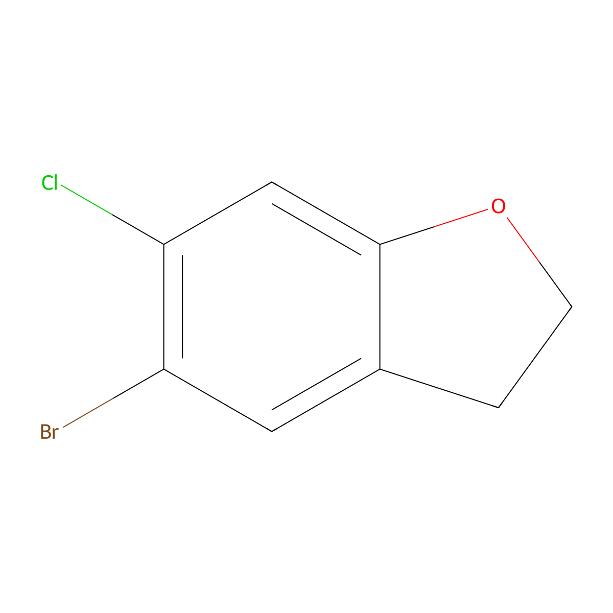 5-Bromo-6-chloro-2,3-dihydro-1-benzofuran molecular structure, CAS 1345120-02-6