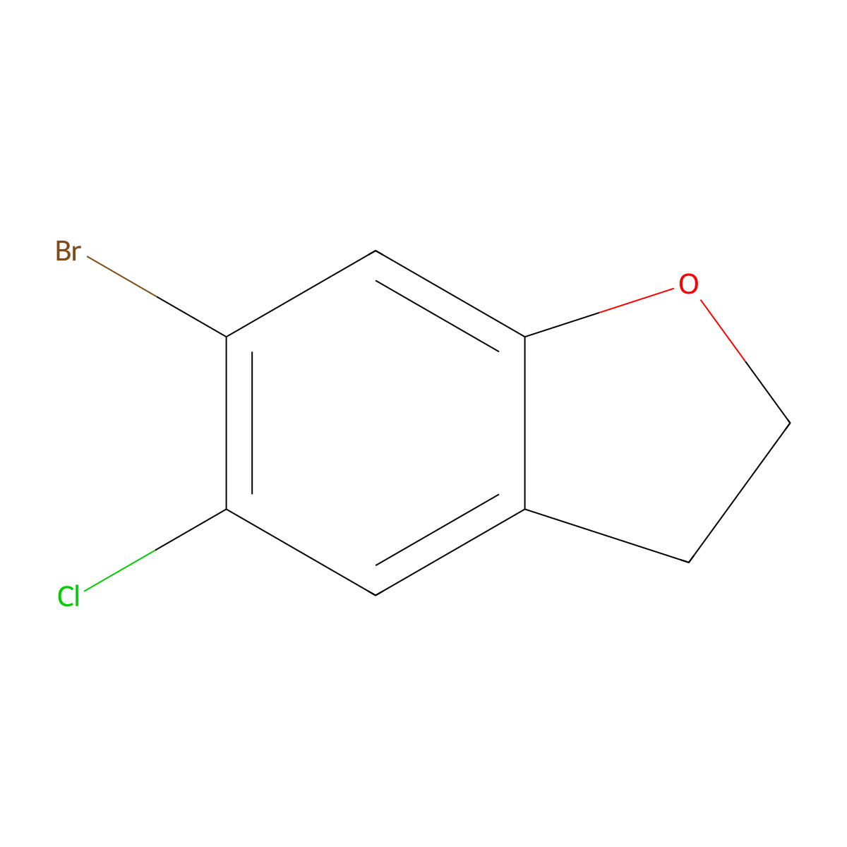 6-Bromo-5-chloro-2,3-dihydro-1-benzofuran molecular structure, CAS 1345120-17-3