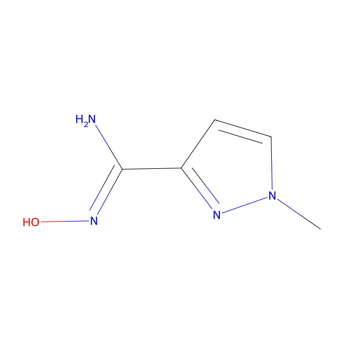 N'-hydroxy-1-methyl-1H-pyrazole-3-carboximidamide molecular structure, CAS 1345124-49-3