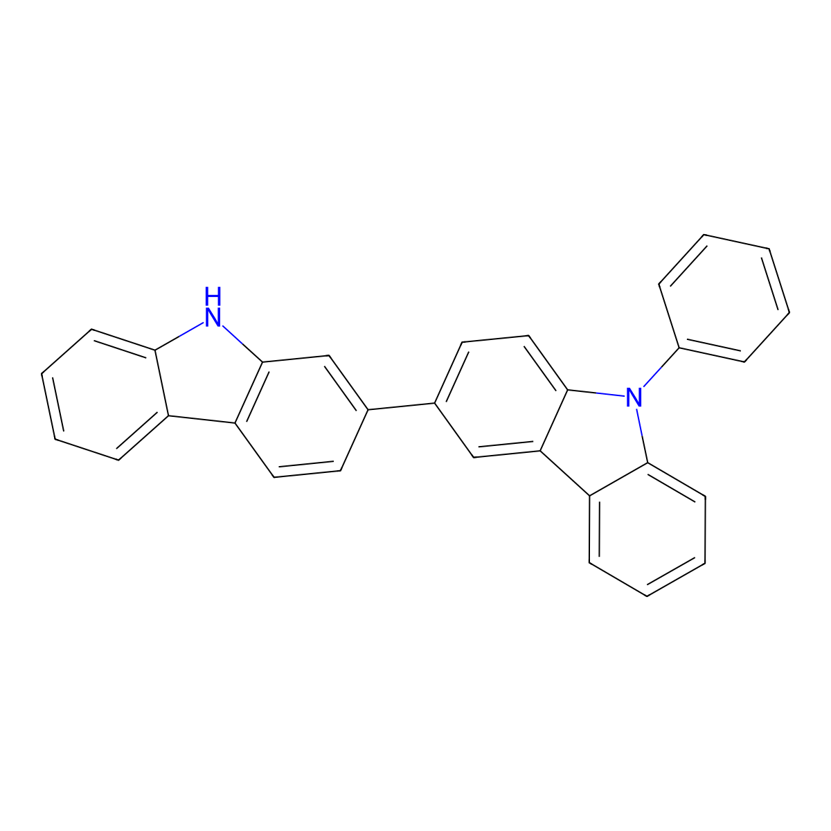 9'-Phenyl-9H,9'H-2,3'-bicarbazole molecular structure, CAS 1345202-03-0