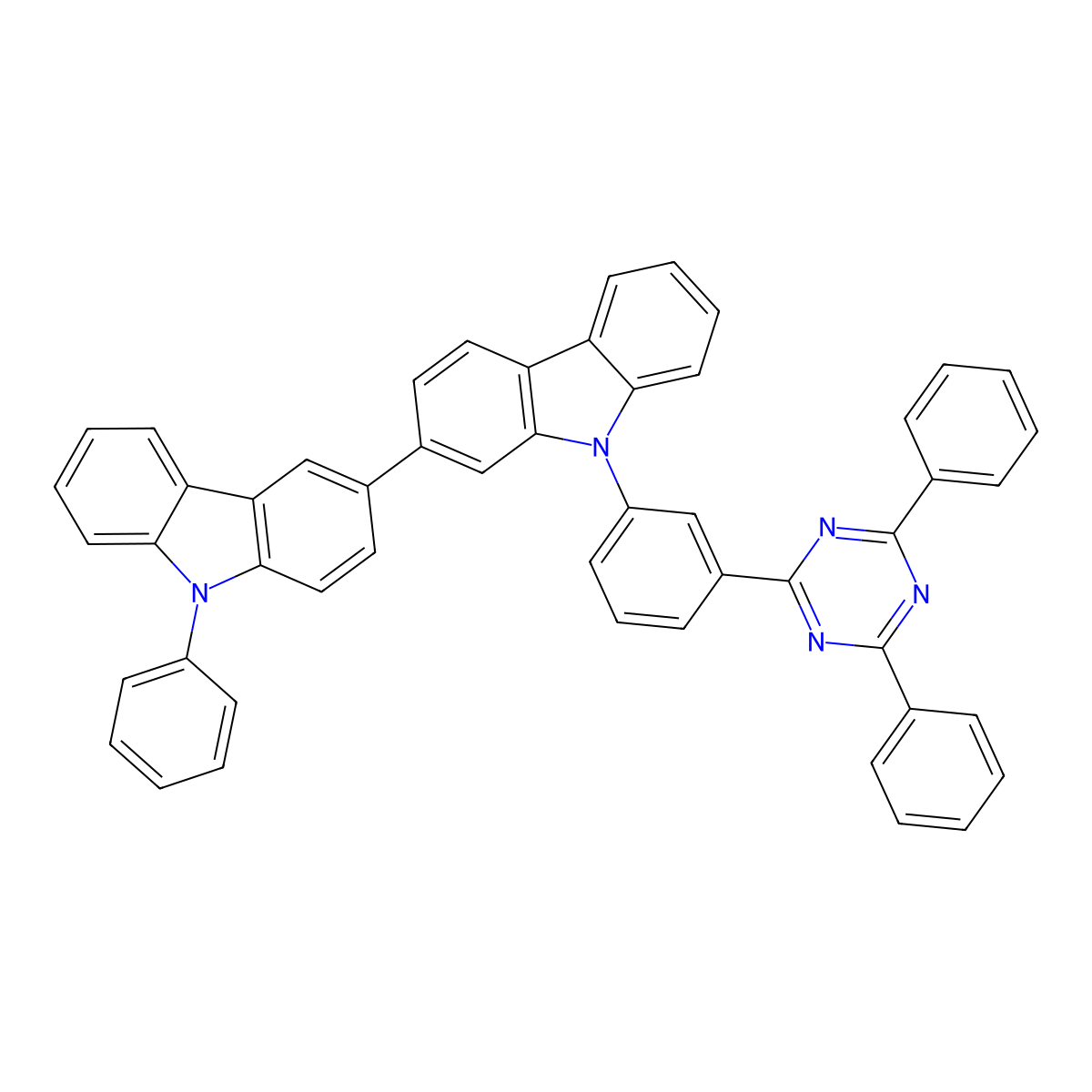 2,3'-Bi-9H-carbazole, 9-[3-(4,6-diphenyl-1,3,5-triazin-2-yl)phenyl]-9'-phenyl- molecular structure, CAS 1345202-08-5