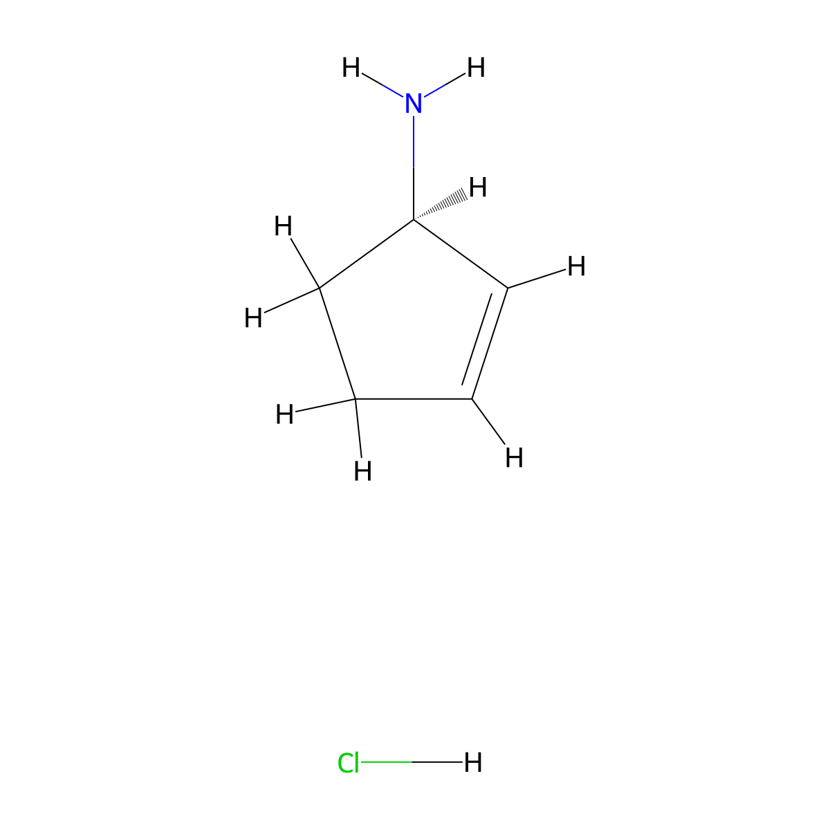 (1R)-cyclopent-2-en-1-amine hydrochloride molecular structure, CAS 134524-25-7