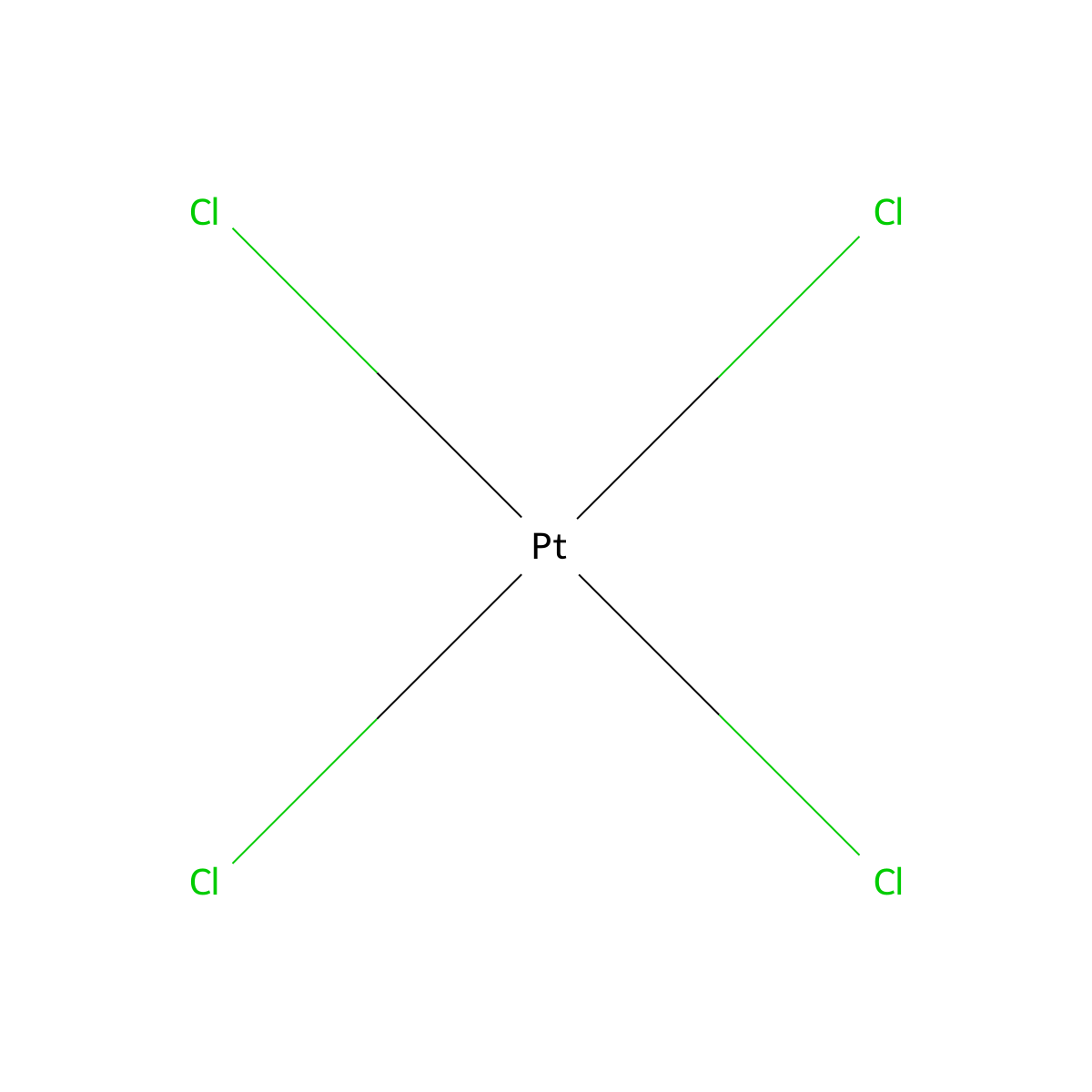 Platinum tetrachloride molecular structure, CAS 13454-96-1