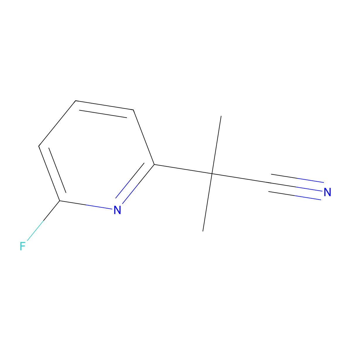 2-(6-Fluoropyridin-2-yl)-2-methylpropanenitrile molecular structure, CAS 1345411-68-8