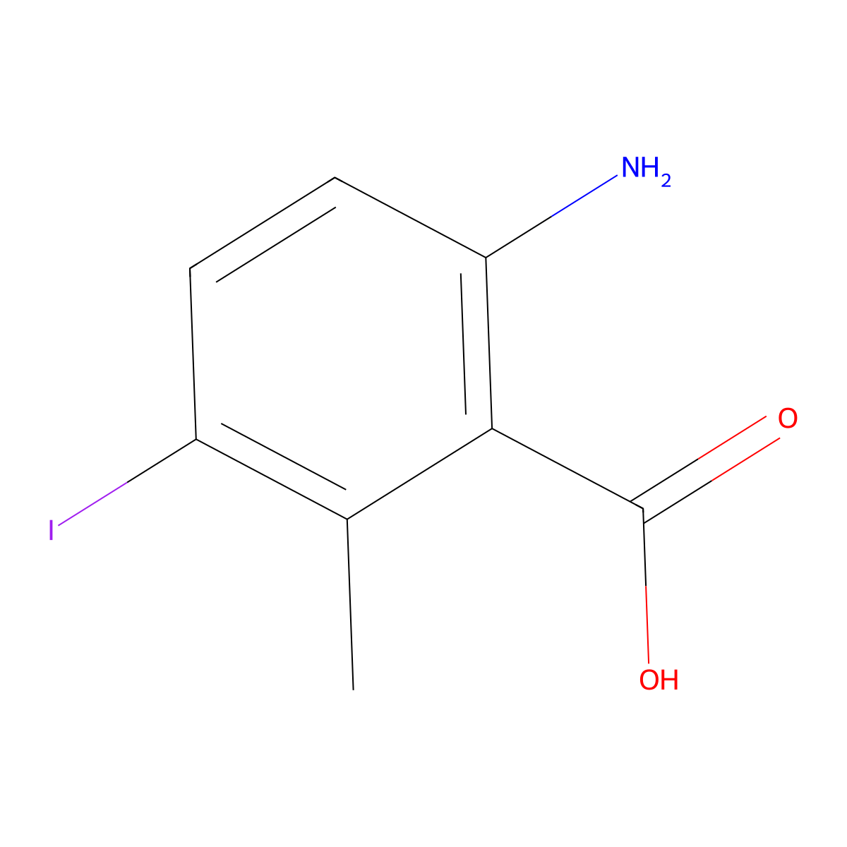 6-Amino-3-iodo-2-methyl-benzoic acid molecular structure, CAS 1345444-50-9