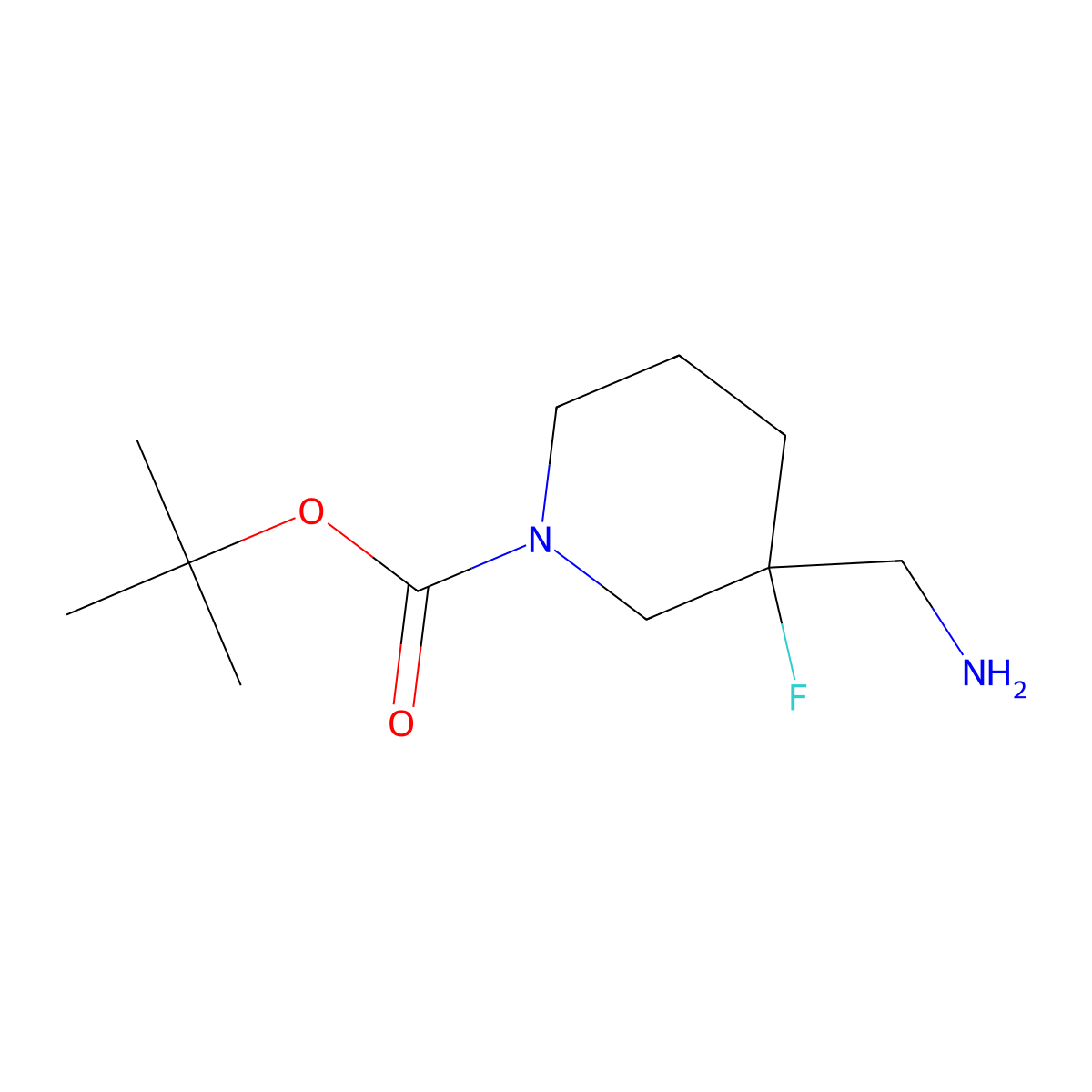 tert-Butyl (R)-3-(aminomethyl)-3-fluoropiperidine-1-carboxylate molecular structure, CAS 1345456-44-1