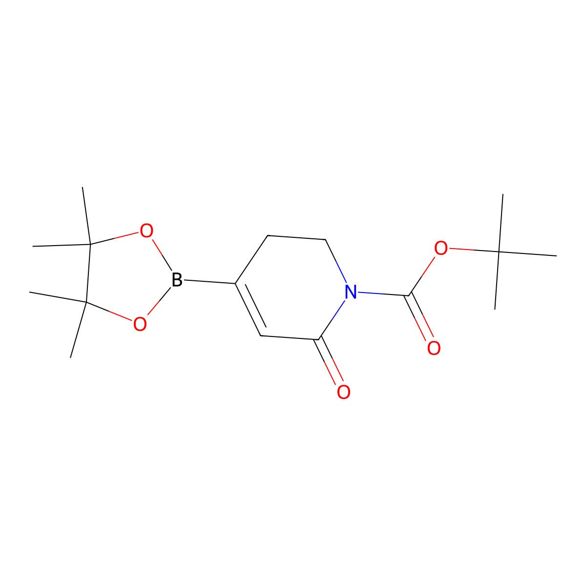 Tert-butyl 6-oxo-4-(tetramethyl-1,3,2-dioxaborolan-2-yl)-1,2,3,6-tetrahydropyridine-1-carboxylate molecular structure, CAS 1345469-26-2