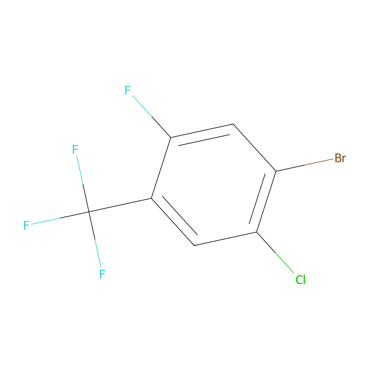 1-Bromo-2-chloro-5-fluoro-4-(trifluoromethyl)benzene molecular structure, CAS 1345471-24-0