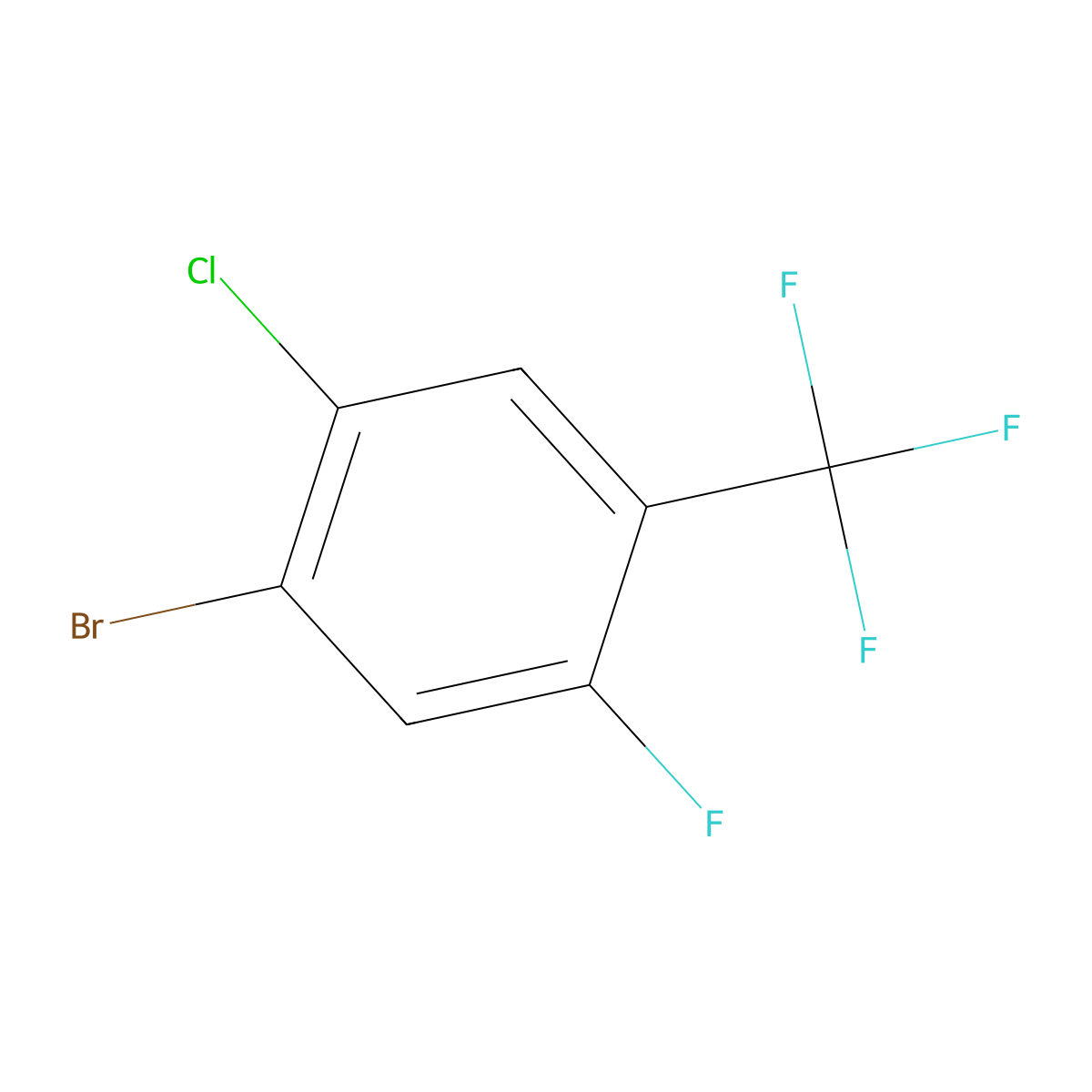 1-Bromo-2-chloro-5-fluoro-4-(trifluoromethyl)benzene molecular structure, CAS 1345471-24-0