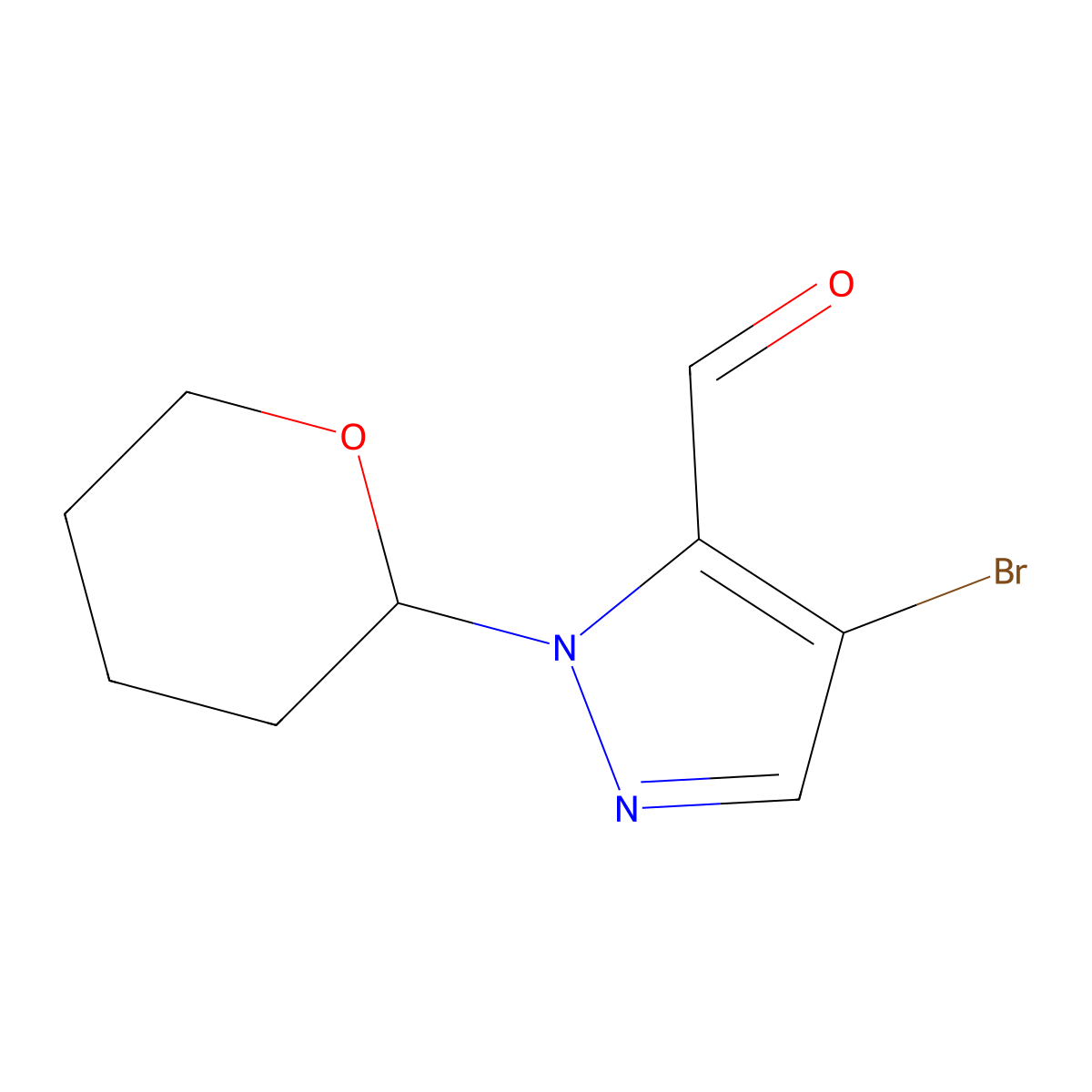 4-Bromo-2-(oxan-2-yl)pyrazole-3-carbaldehyde molecular structure, CAS 1345471-55-7