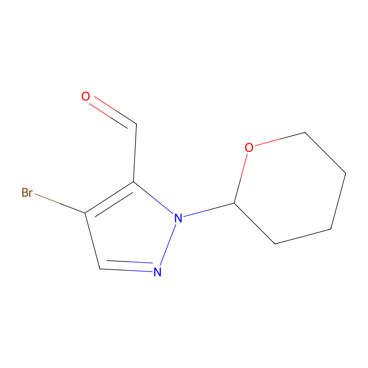4-Bromo-2-(oxan-2-yl)pyrazole-3-carbaldehyde molecular structure, CAS 1345471-55-7