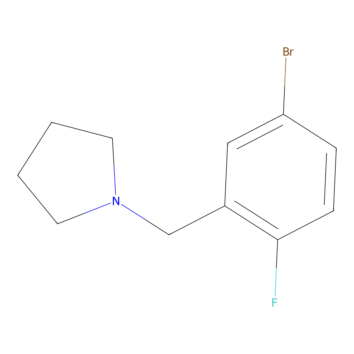 1-(5-Bromo-2-fluorobenzyl)pyrrolidine molecular structure, CAS 1345471-64-8