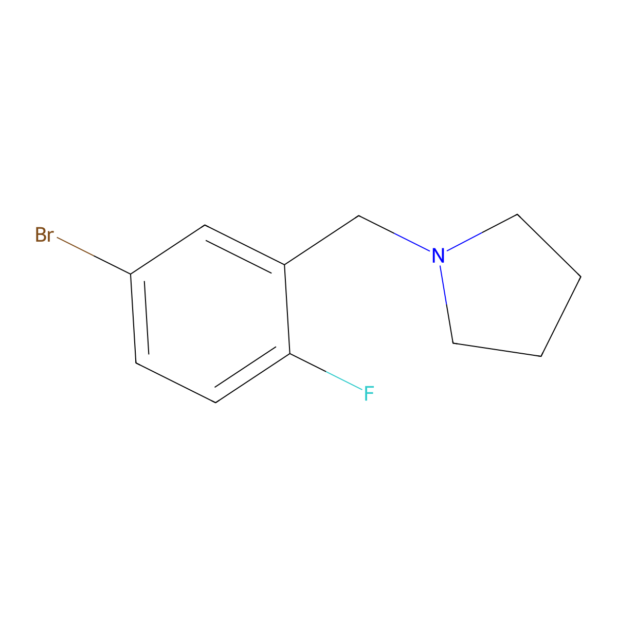 1-(5-Bromo-2-fluorobenzyl)pyrrolidine molecular structure, CAS 1345471-64-8