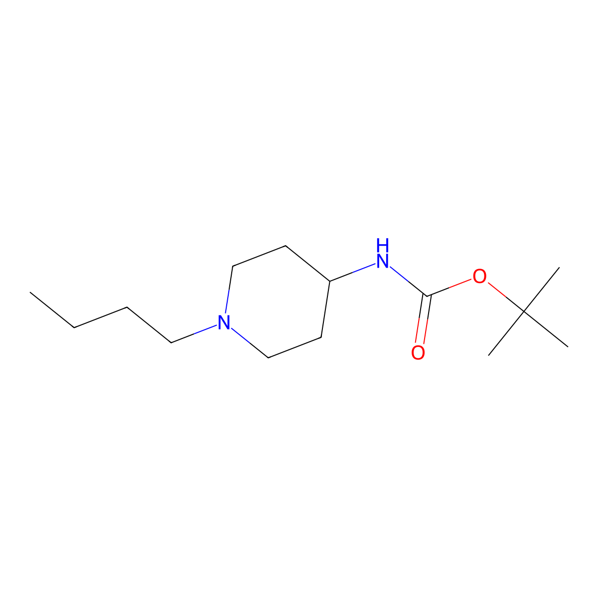 4-(N-BOC-Amino)-1-butylpiperidine molecular structure, CAS 1345471-82-0