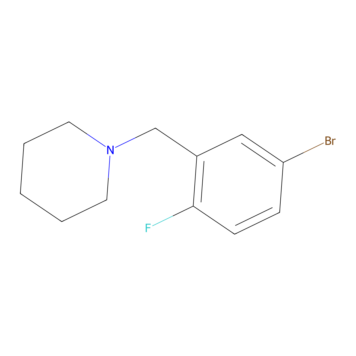 4-Bromo-1-fluoro-2-(piperidinomethyl)benzene molecular structure, CAS 1345471-85-3