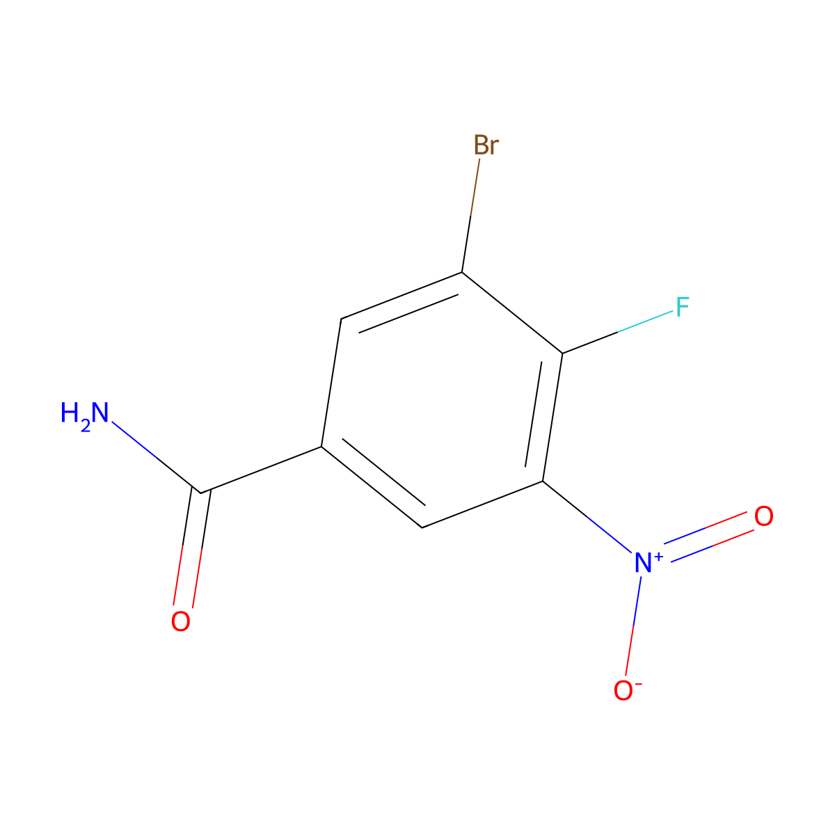 3-Bromo-4-fluoro-5-nitrobenzamide molecular structure, CAS 1345471-86-4