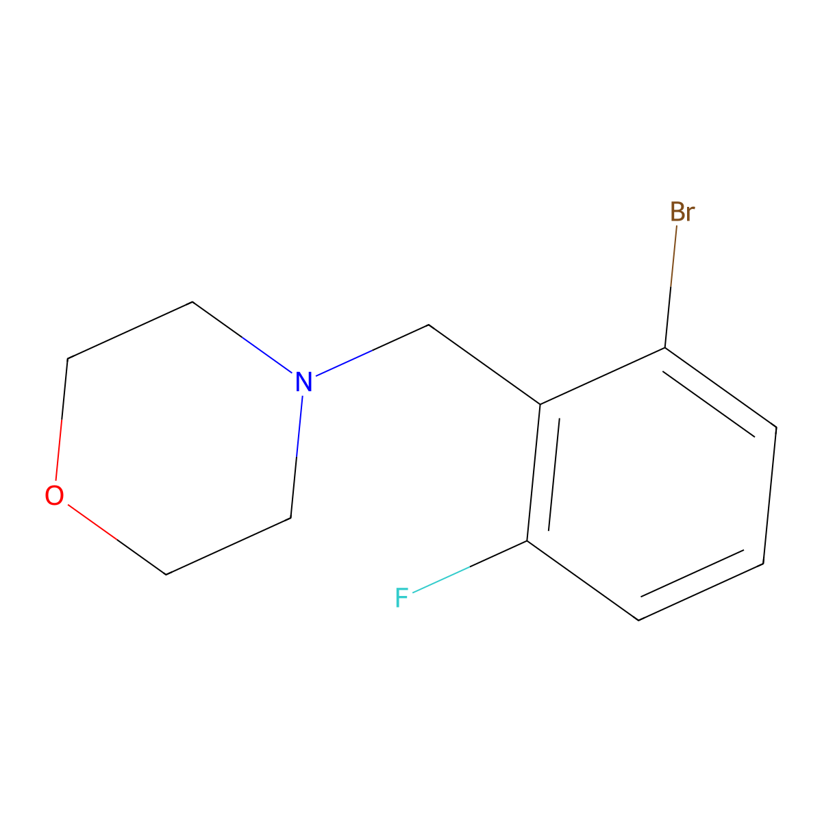 1-Bromo-3-fluoro-2-(morpholinomethyl)benzene molecular structure, CAS 1345472-12-9