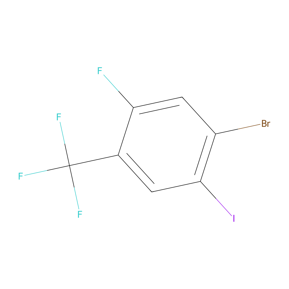 1-Bromo-5-fluoro-2-iodo-4-(trifluoromethyl)benzene molecular structure, CAS 1345472-21-0