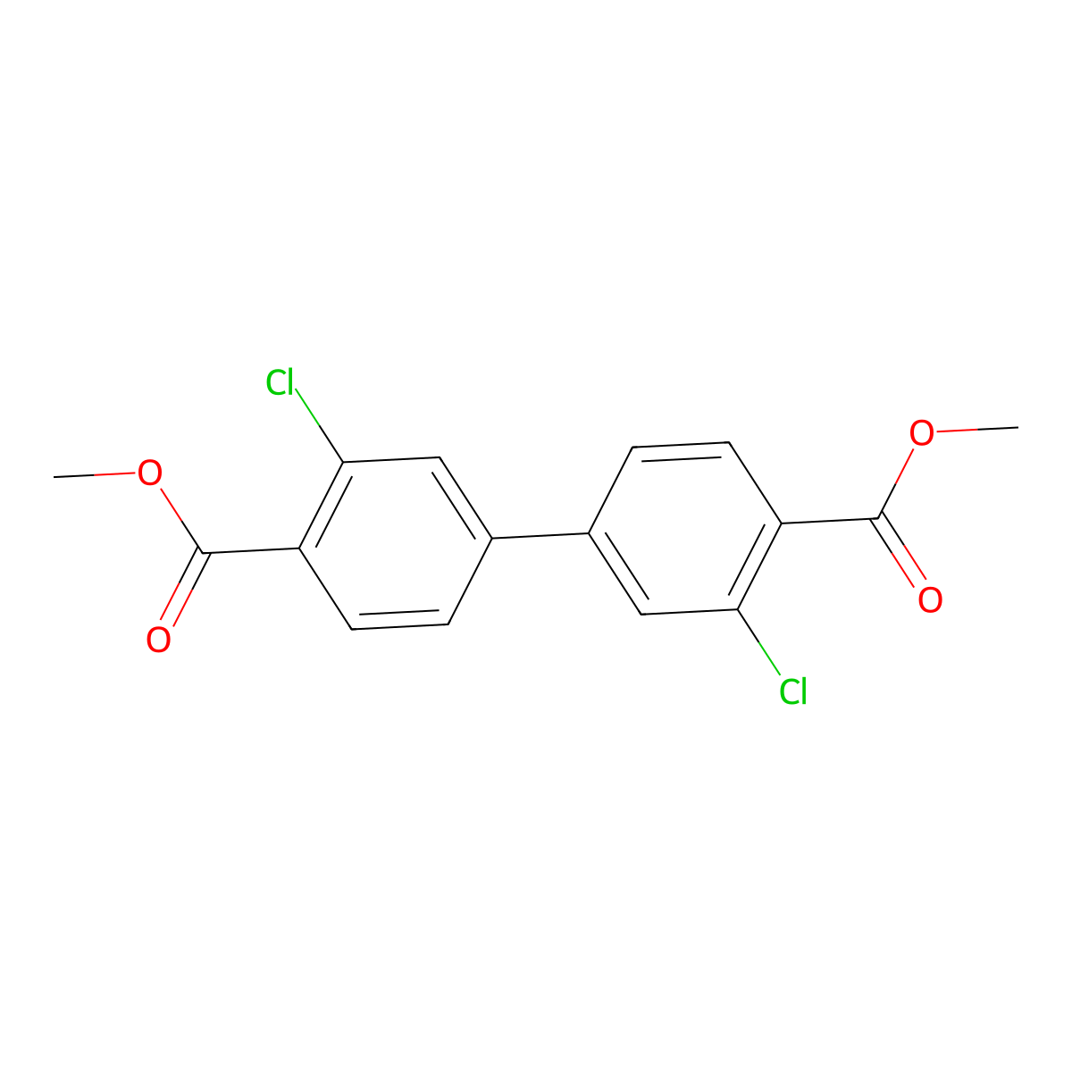 Dimethyl 3,3'-dichlorobiphenyl-4,4'-dicarboxylate molecular structure, CAS 1345472-30-1