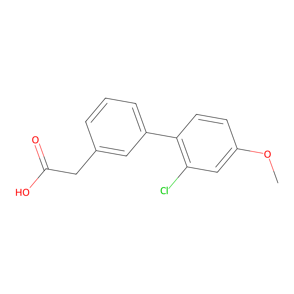 3-(2-Chloro-4-methoxyphenyl)phenylacetic acid molecular structure, CAS 1345472-32-3