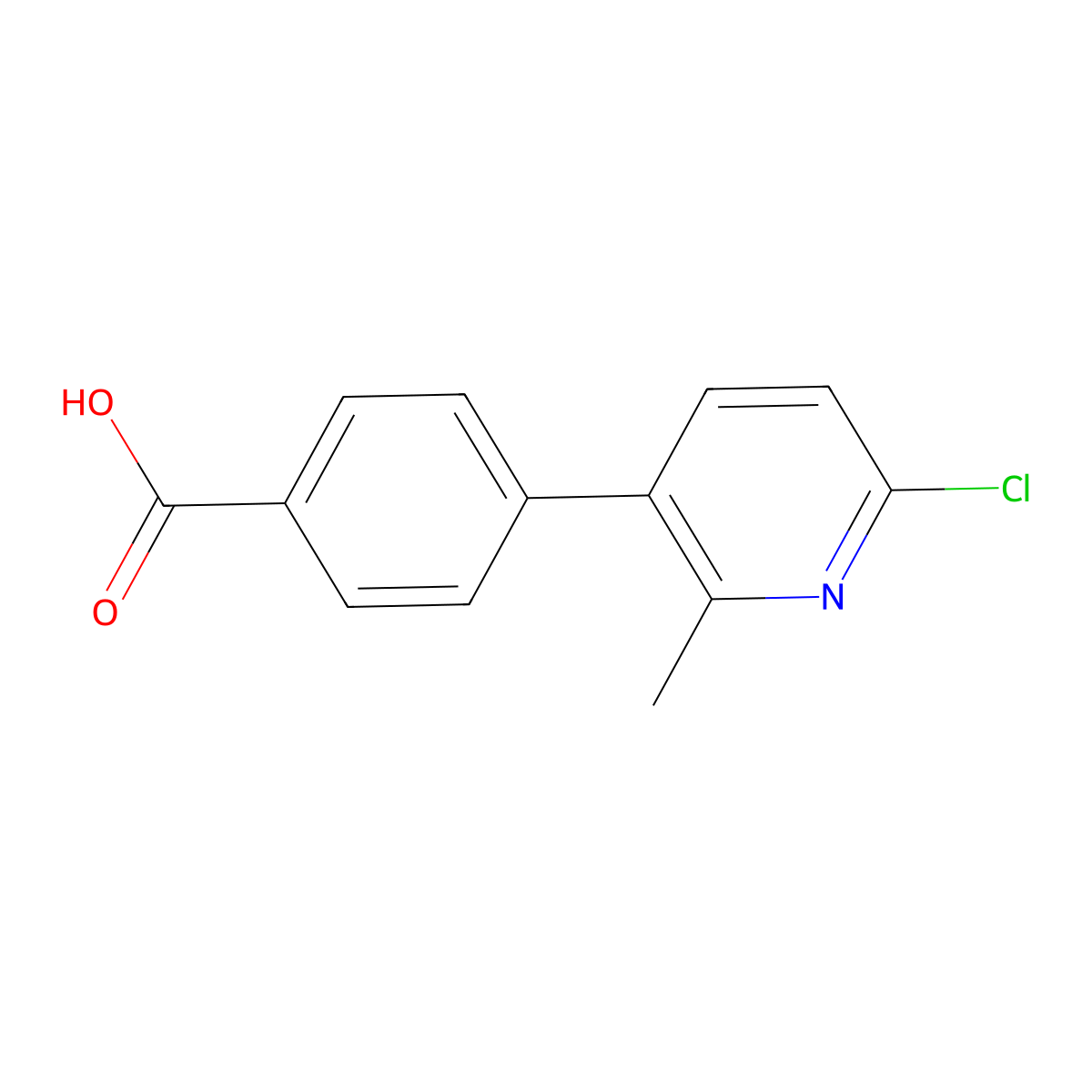 4-(6-Chloro-2-methylpyridin-3-yl)benzoic acid molecular structure, CAS 1345472-36-7