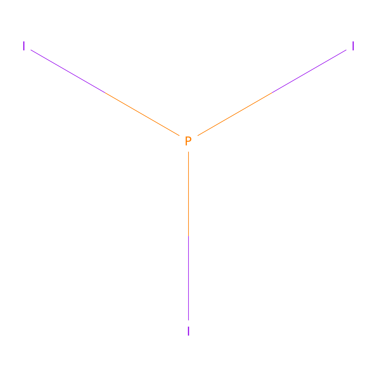 Phosphorus triiodide molecular structure, CAS 13455-01-1