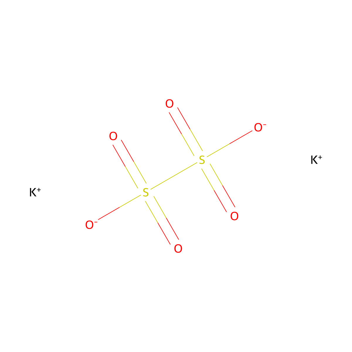 Potassium dithionate molecular structure, CAS 13455-20-4