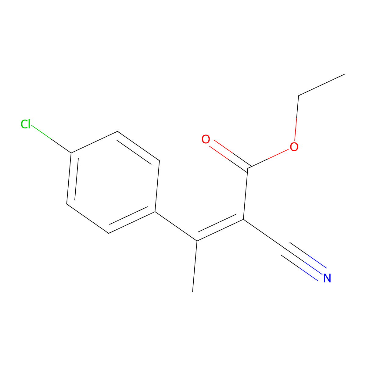 Ethyl 3-(4-chlorophenyl)-2-cyanobut-2-enoate molecular structure, CAS 13455-81-7