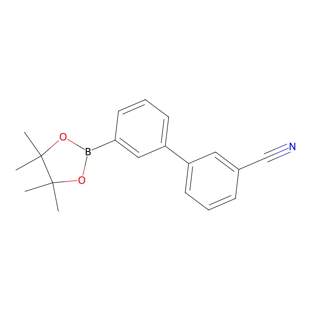 3'-(4,4,5,5-Tetramethyl-1,3,2-dioxaborolan-2-yl)-[1,1'-biphenyl]-3-carbonitrile molecular structure, CAS 1345508-91-9