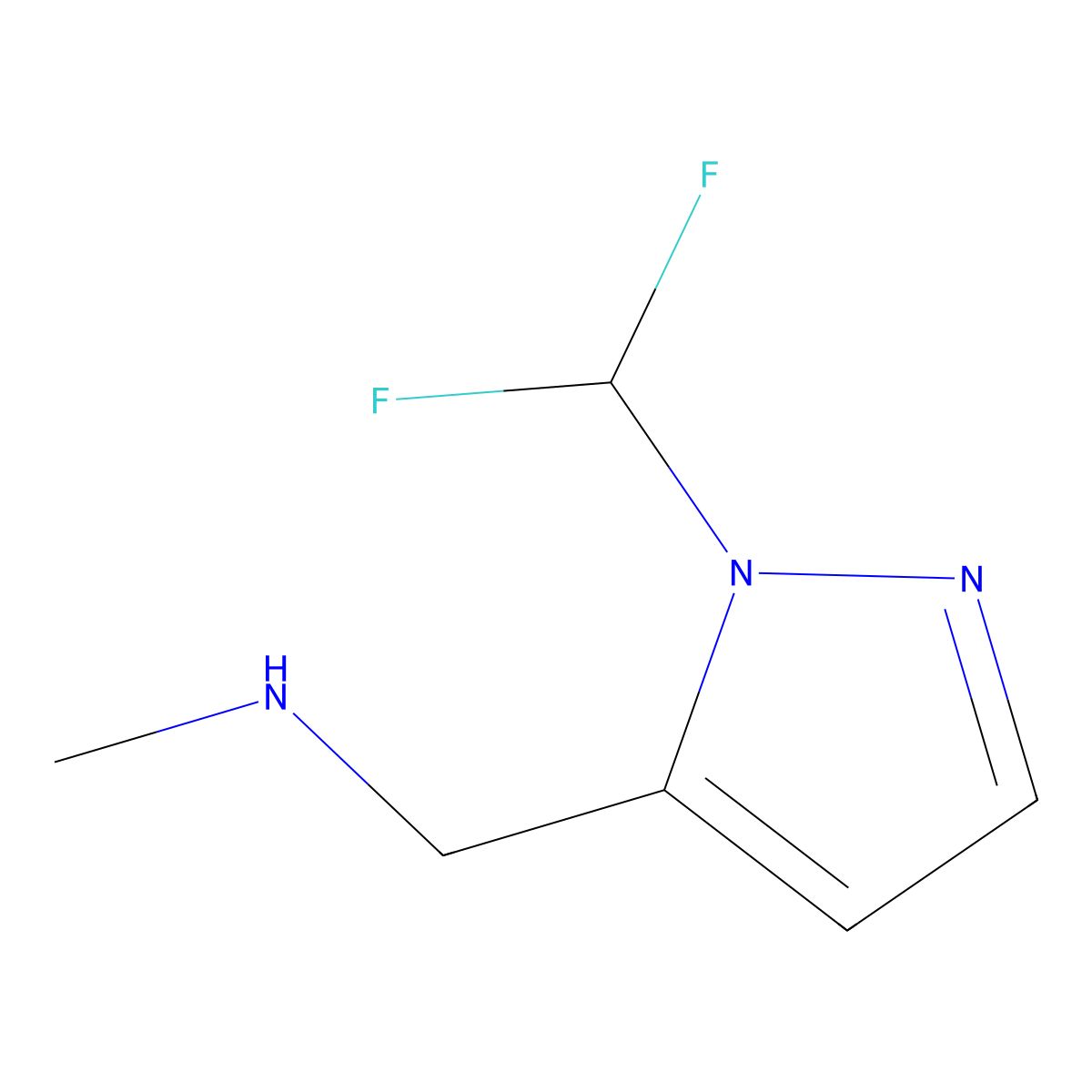 {[1-(difluoromethyl)-1H-pyrazol-5-yl]methyl}(methyl)amine molecular structure, CAS 1345510-59-9