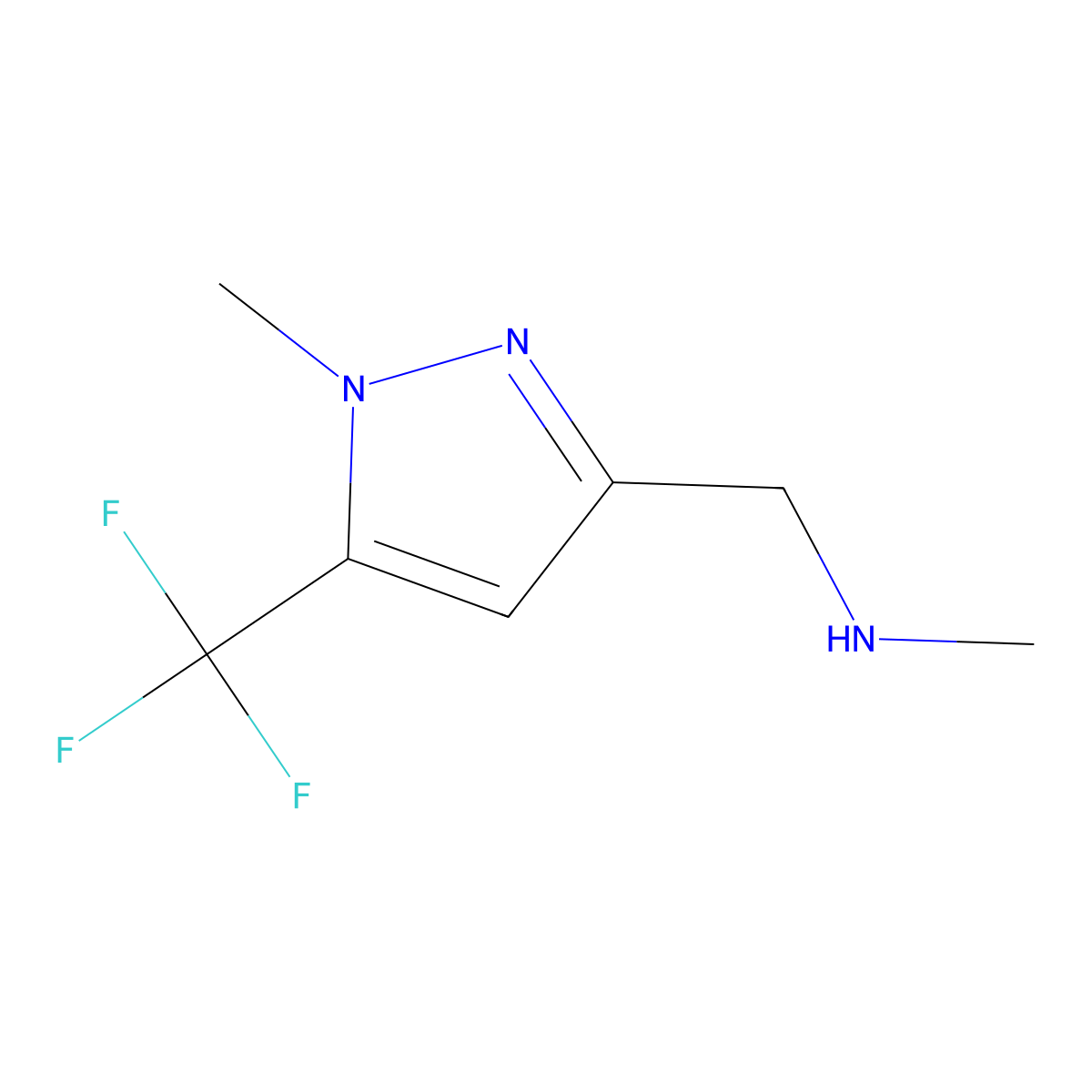 Methyl{[1-methyl-5-(trifluoromethyl)pyrazol-3-yl]methyl}amine molecular structure, CAS 1345510-63-5