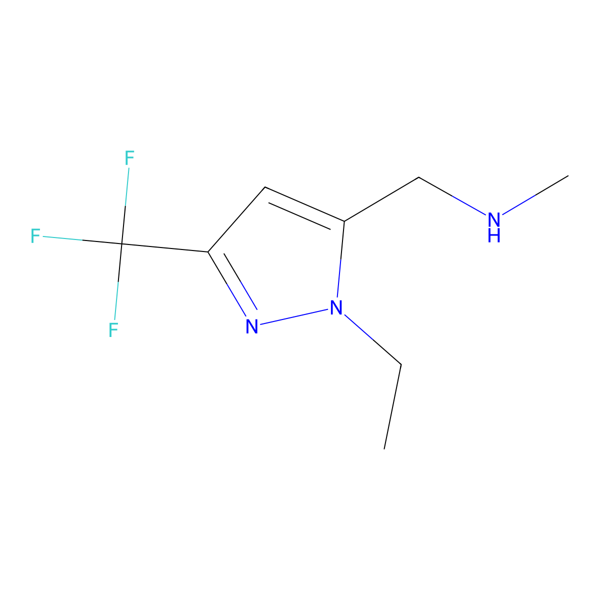 {[1-Ethyl-3-(trifluoromethyl)pyrazol-5-yl]methyl}methylamine molecular structure, CAS 1345510-64-6