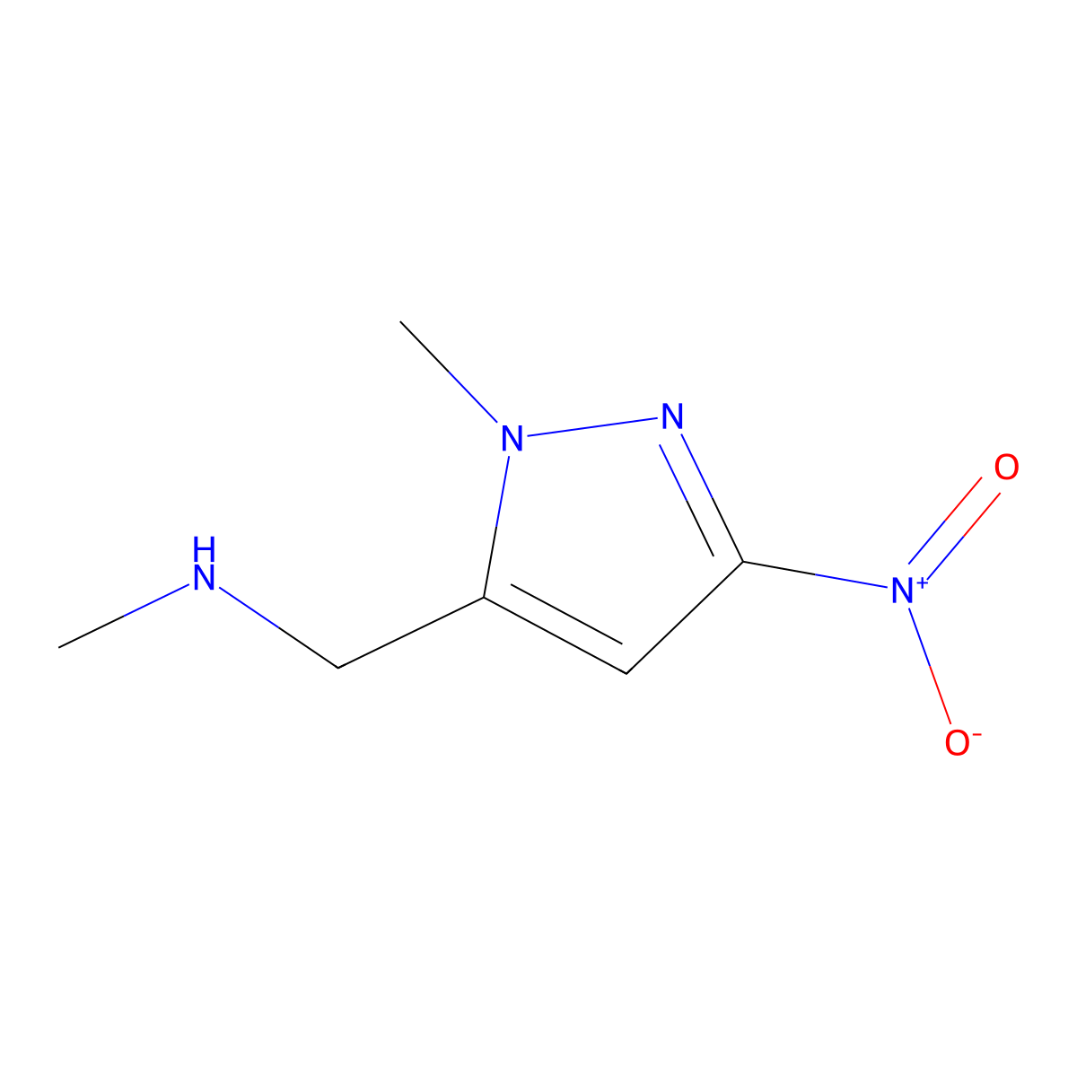 Methyl[(1-methyl-3-nitro-1H-pyrazol-5-YL)methyl]amine molecular structure, CAS 1345510-67-9