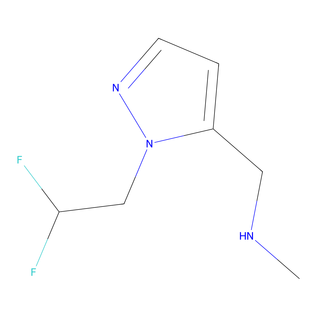 {[1-(2,2-difluoroethyl)-1H-pyrazol-5-yl]methyl}(methyl)amine molecular structure, CAS 1345510-71-5
